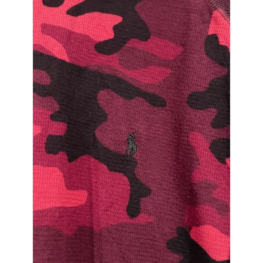 Polo Ralph Lauren Mens 2XL Red Camo Waffle Knit Thermal Long Sleeve Shirt Raglan